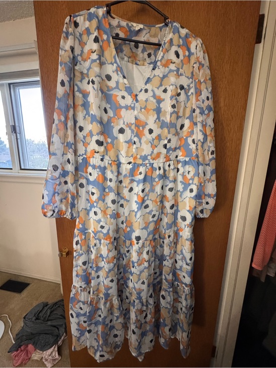 Joie Dresses & Skirts - Joie Floral Tiered Maxi Dress in Blue, Orange, Cream and Black